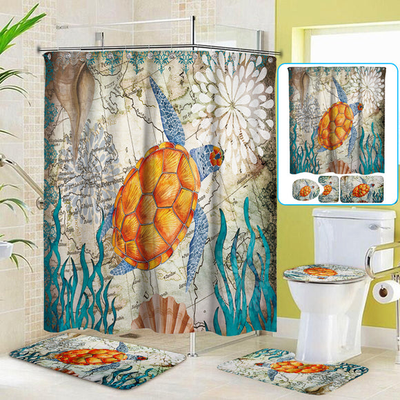 Turtle,Printing,Bathroom,Shower,Curtain,Toilet,Cover