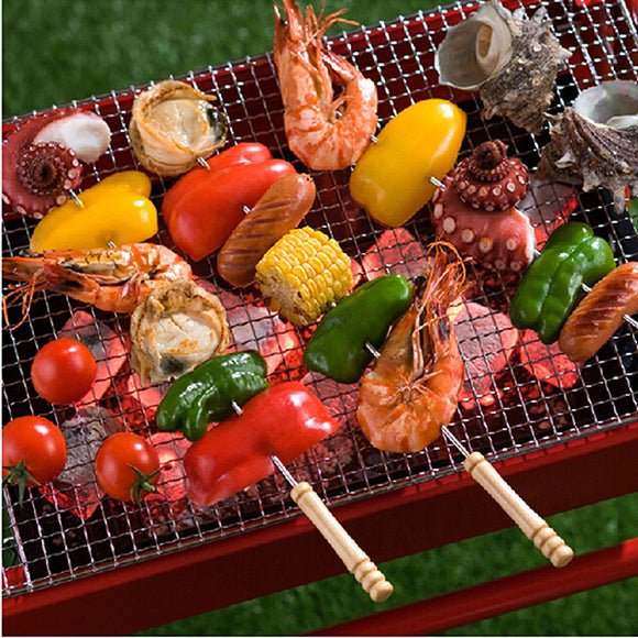 Pieces,Barbecue,Skewers,Wooden,Handle,Needle,Roast,Kebab,Stick,Barbecue,Tools