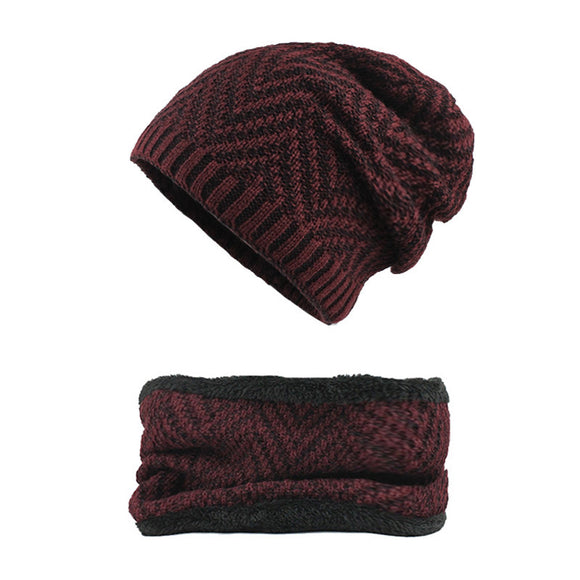 Winter,Thicken,Velvet,Beanie,Scarf,Double,Layers,Knitted