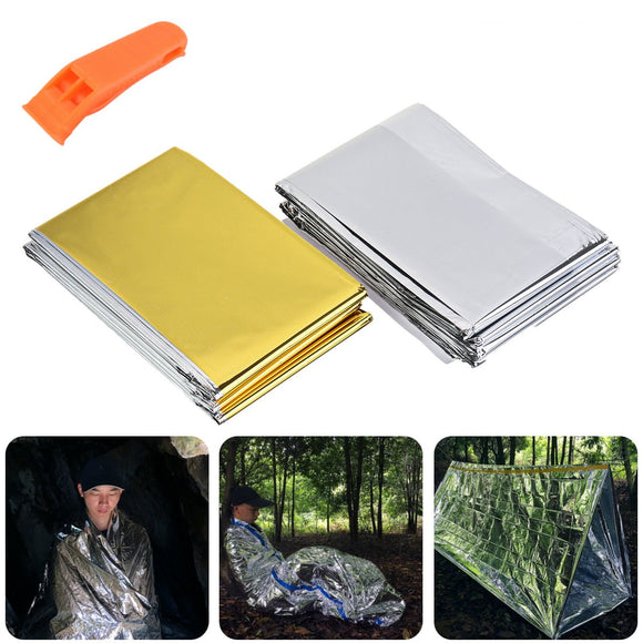 160x210cm,Outdoor,Emergency,Blanket,Ultralight,Thermal,Blanket,First,Insulation,Survival,Mylar,Sleeping,Whistle,Camping,Climbing