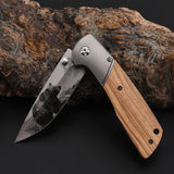 160mm,Folding,Knife,Wooden,Handle,Tactical,Multifunctional,Tools,Portable,Hiking,Knife