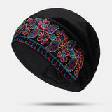 Women,Canvas,Ethnic,Embroidery,Flower,Printing,Vintage,Beanie,Turban