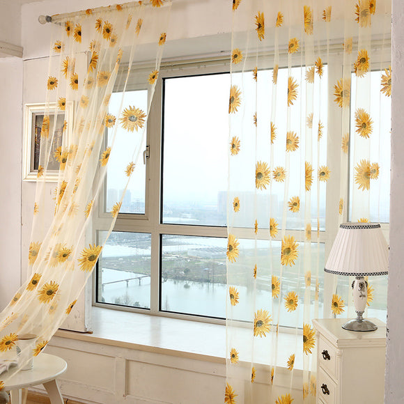 Honana,Flower,Voile,Curtain,Transparent,Panel,Window,Divider,Sheer,Curtain,Decor