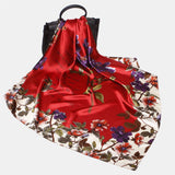 Women,Imitation,Floral,Stripe,Pattern,Elegant,Square,Scarf,Shawl