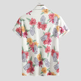 INCERUN,Summer,Hawaiian,Shirt,Flower,Printed,Casual,Streetwear,Breathable,Beach,Blouse,Short,Sleeve,Lapel,Shirts