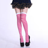 Women,Stripe,Multi,Color,Dresses,Thigh,Stockings,Cosplay,Socks