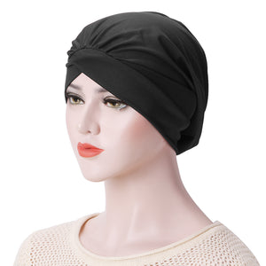 Women,Stretch,Cloth,Nightcap,Forehead,Cross,Folds,Indian,Turban