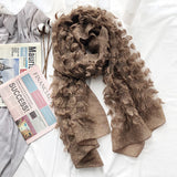 Women,Fleece,Flower,Hallow,Autumn,Winter,Protection,Elegant,Casual,Scarf,Shawl