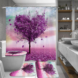 Romantic,Heart,Waterproof,Bathroom,Purple,Shower,Curtain,Toilet,Cover