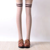 Vintage,Women,Winter,Stripes,Cotton,Socks,Extra,Thigh,Stockings