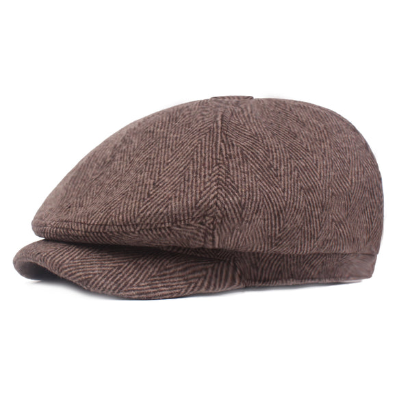 Winter,Classic,Vintage,Pinstripe,Twill,Beret,Peaked,Gentlemen