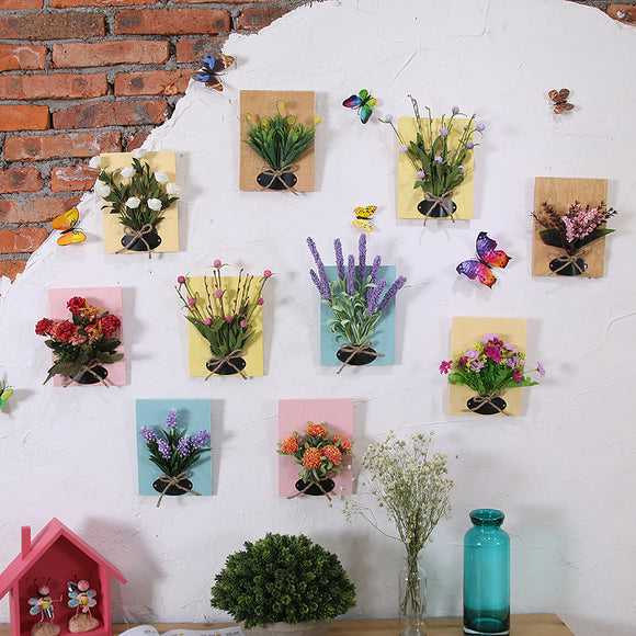 Artificial,Flowers,Decorations,Wooden,Board,Hanging,Artificial,Flowers,Plastic