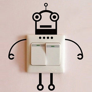 Black,Robot,Switch,Sticker,Living,Bedroom,Poster,Decor