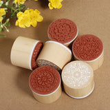 Assorted,Floral,Vintage,Style,Round,Shape,Wooden,Rubber,Stamp