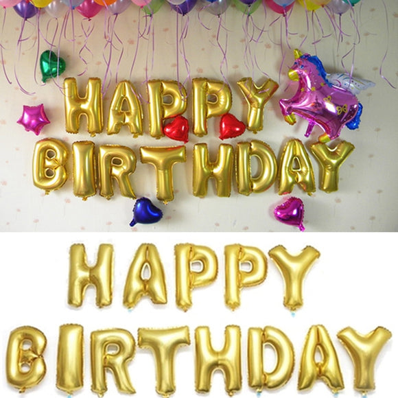 Golden,Alphabet,Balloons,Letters,Happy,Birthday,Party,Decor