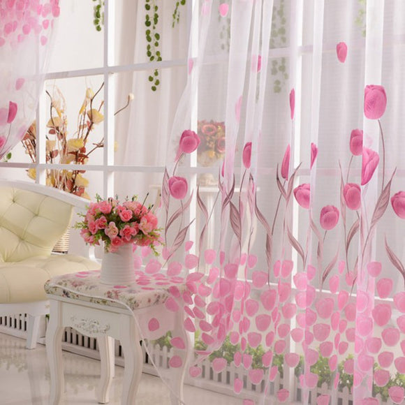 100x200cm,Tulle,Tulip,Flower,Window,Screen,Sheer,Window,Curtain