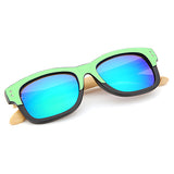 UV400,Unisex,Bamboo,Rivet,Sunglasses,Mirror,Color,Frame,Wooden,Eyewear,Glasses