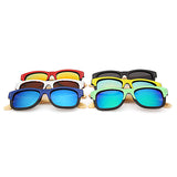 UV400,Unisex,Bamboo,Rivet,Sunglasses,Mirror,Color,Frame,Wooden,Eyewear,Glasses