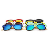 UV400,Unisex,Bamboo,Rivet,Sunglasses,Mirror,Color,Frame,Wooden,Eyewear,Glasses