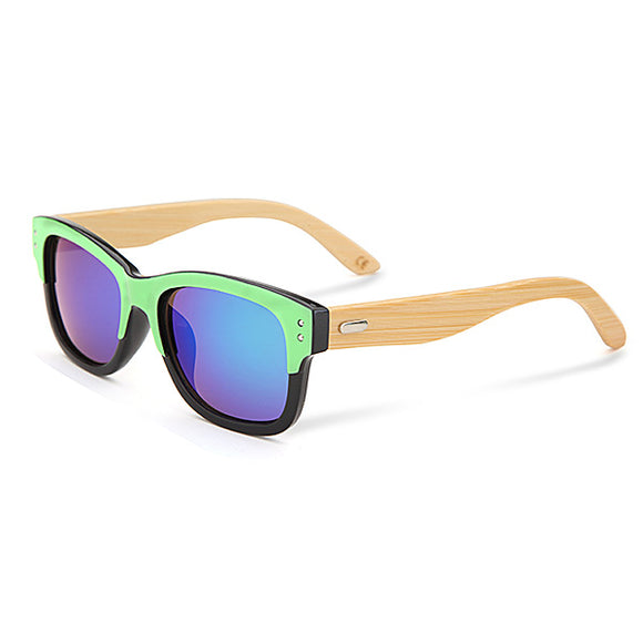 UV400,Unisex,Bamboo,Rivet,Sunglasses,Mirror,Color,Frame,Wooden,Eyewear,Glasses