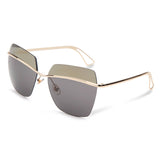 UV400,Women,Sunglasses,Rimless,Golden,Frame,Metal,Mercury,Square,Glasses