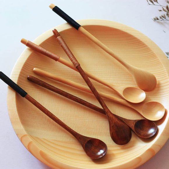 Handle,Wooden,Mixing,Spoon,Round,Handle,Ladle,Stirring,Spoon