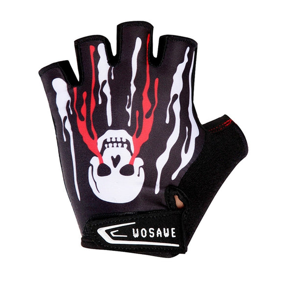 WOSAWE,Bicycle,Riding,Gloves,Shockproof,Silica,Short,Finger,Gloves,Skull,Pattern