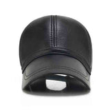 Genuine,Sheepskin,Leather,Baseball,Solid,Black,Adjustable,Sport,Visor