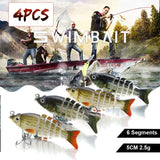 ZANLURE,4Piece,Multi,Jointed,Fishing,Baits,Lifelike,Segments,Swimbait,Crankbaits"