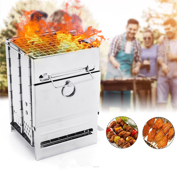 Stainless,Steel,Square,Folding,Portable,Barbecue,Grill,Stove,Compact,Charcoal,Outdoor,Camping,Cooker
