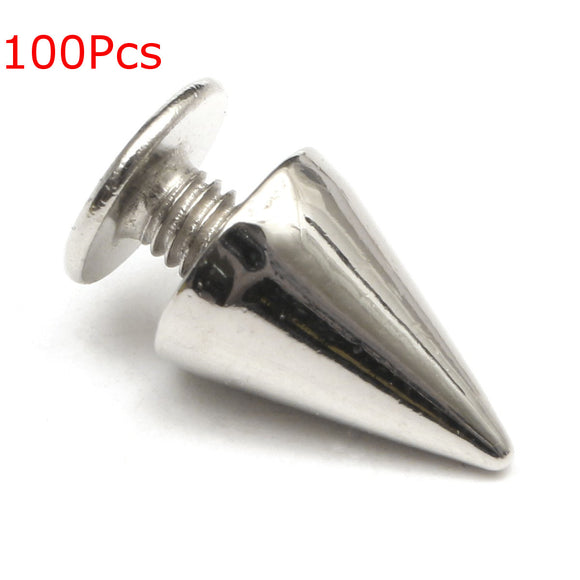 100Pcs,7x10mm,Metal,Silver,Studs,Rivet,Bullet,Spike,Screw,Leather,Craft