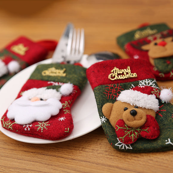Loskii,Christmas,Cutlery,Knife,Christmas,Socks,Dining,Table,Christmas,Decorations