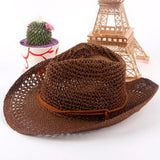 Fedora,Straw,Hollow,Cowboy,Summer,Breathable