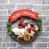 Christmas,Rattan,Wreath,Decorations,Santa,Claus,Snowman,Garland