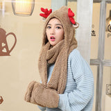 Womens,Vintage,Cashmere,Antlers,Scarf,Glove,Winter,Christmas,Cartoon