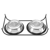 Double,Stand,Feeder,Water,Stainless,Steel,Durable