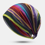 Striped,Multicolor,Beanie,Scarf,Turban
