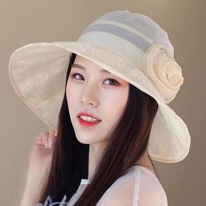 Women,Polyester,Floral,Transparent,Brimmed,Bucket,Protection,Fisherman