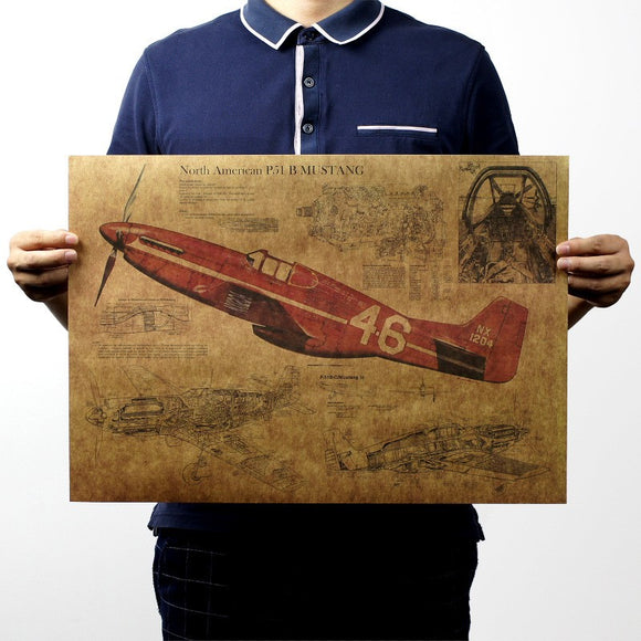 Retro,Vintage,Poster,Decals,Paper,Poster,Fighter,Plane,Poster,Plane,Sticker