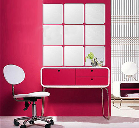 Honana,Mirror,Acrylic,Silver,Sticker,Decal,Bathroom,Square,Mirror,Sticker