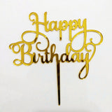 Happy,Birthday,Acrylic,Topper,Decorations,Silver,Party,Supplies