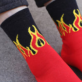 Women,Harajuku,Street,Flame,Pattern,ElasticTube,Cotton,Socks