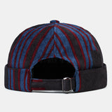 Collrown,Corduroy,Patchwork,Color,Patch,Stripe,Pattern,Casual,Fashion,Brimless,Beanie,Landlord,Skull