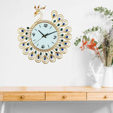 Large,Flower,Peacock,Diamond,Clock,Metal,Modern,Office,Decorations