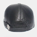 Genuine,Leather,Thick,Casual,Solid,Forward,Beret