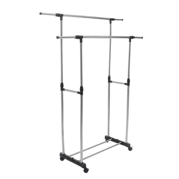 Adjustable,Stainless,Steel,Rolling,Movement,Cloth,Storage,Drying,Double,Hanger,Garment