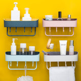 Drilling,Shower,Caddy,Hooks,Storage,Basket,Bathroom,Shelf,Mounted,Kitchen,Bathroom