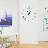 Large,Clock,Roman,Numerals,Clock,Frameless,Mirror,Surface,Sticker