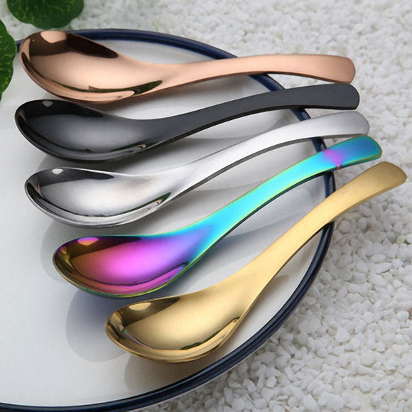Rainbow,Stainless,Steel,Chinese,Spoon,Round,Scoop,South,Scoop,Thick,Cooking,Spoon,Colors