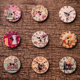 50PCS,Holes,Decorative,Clock,Pattern,Painted,Round,Shape,Fasteners,Buttons